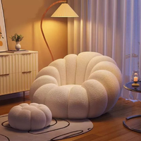 Fauteuil pouf inclinable couleur crème, design moderne et minimaliste, canapé citrouille, chaise individuelle pour balcon et maison, vente en gros