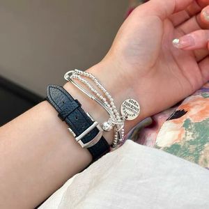 Pulsera de plata de ley S925 de tres capas con dije de perla para mujer, joyería de regalo - Product Image 4