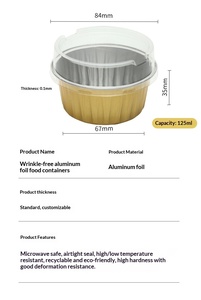 Moules à pâtisserie jetables en aluminium noir et or de 125 ml/4,4 oz, ronds, mini contenants en aluminium pour pudding et gâteaux - Product Image 3