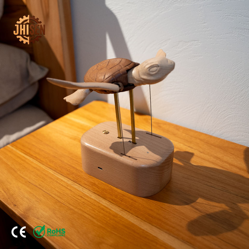 Eastery Drawings JHISEN Art Handcrafted Wooden Turtle Kinetic Sculpture Automaton for ...