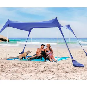 Beach Tent Sun Shelter With UPF50+ Protection Includes Sand Shovel Ground Pegs And Stability Poles