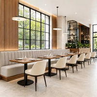 Meubles de restaurant et de café commerciaux, table carrée en bois, banquette en forme de L, chaise en cuir rembourrée