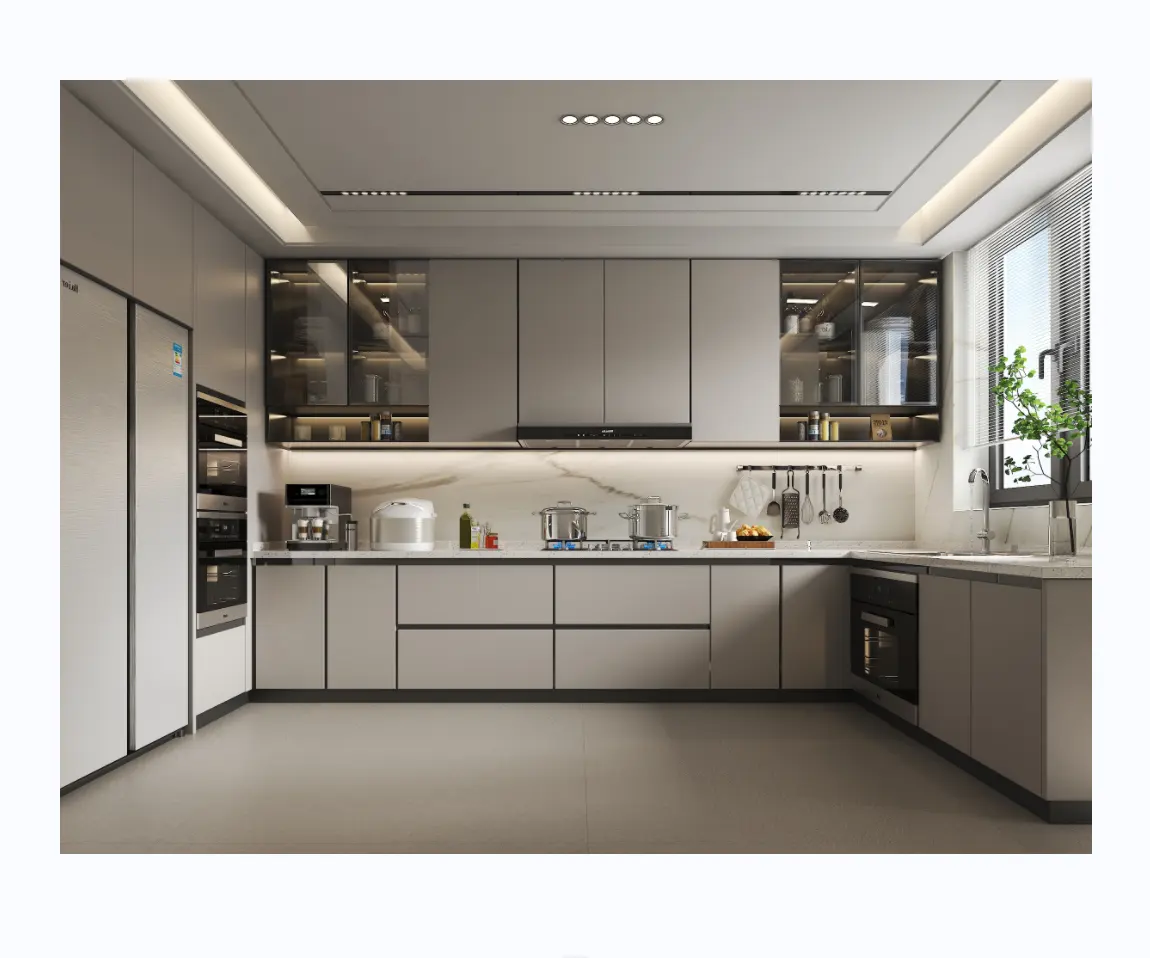 Neue professionelle Designs kundenspezifischer australischer Standard moderner schwarzer Melamin-Küchenschrank