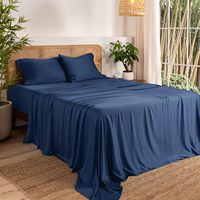Ensemble de housses de couette (édredon) respirantes en bambou 100 % absorbant l'humidité et ensemble de draps de lit en bambou 100 % naturellement rafraîchissant