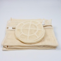 Sac de Lavage Écologique en Coton Bio avec Fermeture Éclair pour Voyage, Sac à Linge Réutilisable en Maille pour Vêtements Délicats et Chaussures