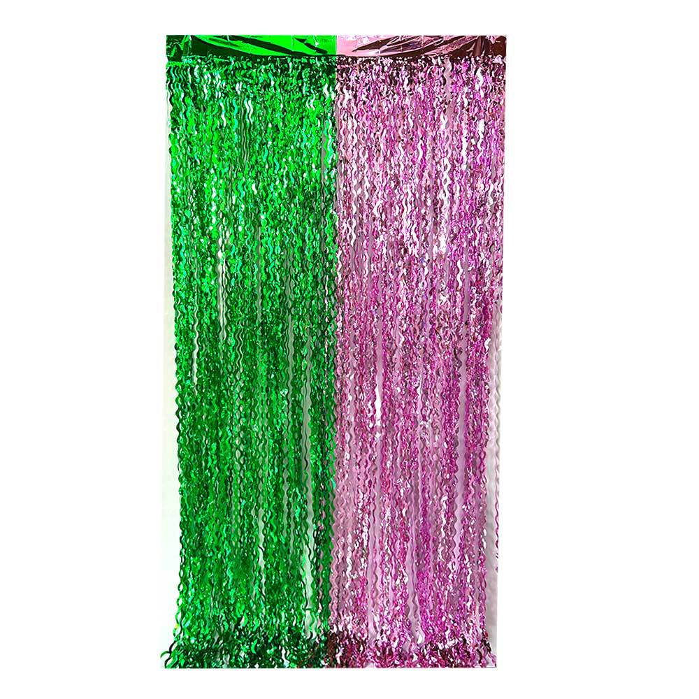 Vert bouclé + rose