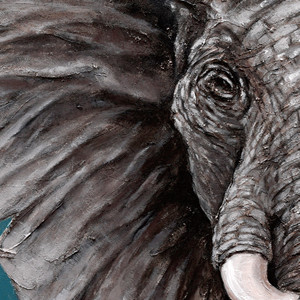 Dipinto a Olio Tradizionale con Mezzo Ritratto di Elefante, Sfondo <span class=keywords><strong>Verde</strong></span> <span class=keywords><strong>Acqua</strong></span>, Decorazione Murale Artistica per Arredamento Casa - Product Image 4