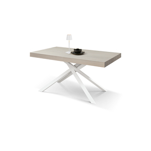 Mesa de Comedor Extensible Pearl Elm 160x90 con Patas Tubulares Cruzadas Negras para Uso Interno - Product Image 2