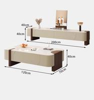 Ensemble de meubles de salon et chambre à coucher de style européen moderne, table basse et meuble TV en bois avec plateau en marbre, beige, console au sol