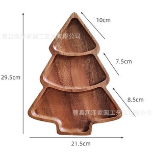 Solid Wood <b>Christmas</b> <b>Tree</b> Shaped Tray Divided Dish For Dessert Snack Fruit Household Tabletop Use - Product Image 4