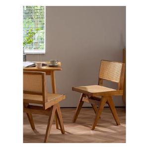 Chaise longue en bois massif, chaise en rotin, chaise de salle à manger, chaise scandinave moderne, emballage standard - Product Image 6