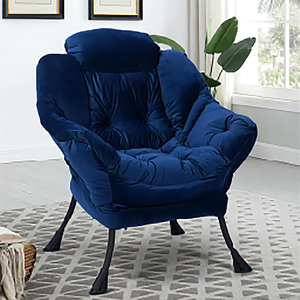 带折叠脚凳的懒人椅，天鹅绒软垫，金属结构，带垫子，沙发扶手椅，带脚凳 - Product Image 2