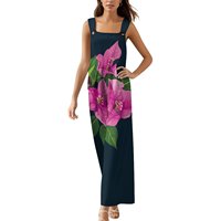 Vente en gros Personnalisé Vintage Tricoté Halter Imprimé Bougainvillier Thème Tribal Polynésien Hawaï Super Doux Ample Taille Haute