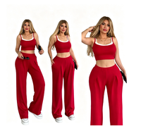 Ensemble deux pièces pour femme : Gilet et pantalon coupe ample, Nouvelle Collection, Styles sportifs et streetwear décontractés, Lettres contrastantes, Double ceinture