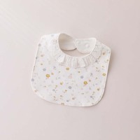 Bavoir en forme de U pour bébé, 100% coton, motif de dessin animé, 2 couches, empêche les éclaboussures et les déversements, unisexe pour garçons et filles, utilisation toutes saisons