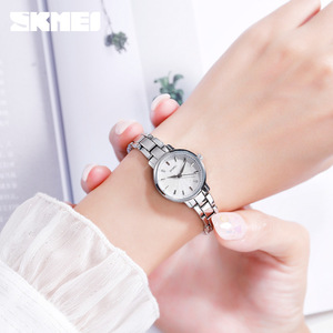 Skmei Women's Quartz Watch Rose Gold Stainless Steel Band 8mm Thin Analog Dial Water Resistant 30M Fashion Bracelet Watch - Product Image 4