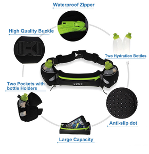 Nouvelle ceinture <span class=keywords><strong>de</strong></span> sport pour homme, sac banane <span class=keywords><strong>de</strong></span> course, sac <span class=keywords><strong>de</strong></span> taille d'hydratation bleu, sacoche pour bouteille d'eau avec logo vert - Product Image 5