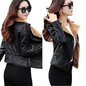 נושא 21 עור מעיל נשים חדש אופנה שחור אופנוע מעיל קצר עור בתוספת גודל מזדמן Biker מעיל הלבשה עליונה