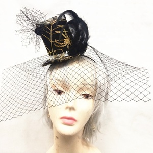 Accesorio de disfraces de fiesta, diadema de malla de araña negra dorada, diadema de telaraña, Mini sombrero de bruja de Halloween, diadema - Product Image 1