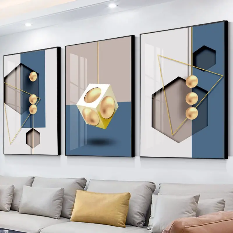 Abstract Golden Frame Picture Wall Art Aisle Living Room Unique Decoration Hanging Painting Modern Style Canvas Print Painting