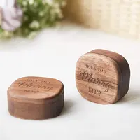 Wooden Ring Box with Black Velvet Lining