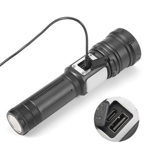 ไฟฉายซูมแบบชาร์จไฟได้พร้อมตัวหรี่แสงและไฟ LED สำหรับใช้งานกลางแจ้ง ตัวเครื่องทำจากอลูมิเนียมอัลลอยด์ แสงสีขาว - Product Image 2