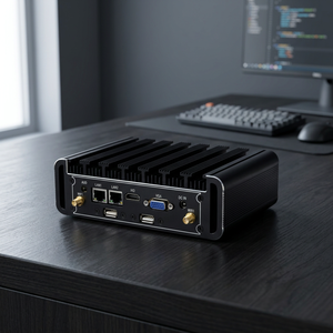 Mini PC industrial sin ventilador Intel Core i7 i5 i3 de 4ª a 7ª generación, doble LAN, 2 puertos COM, Windows 10, Linux, microordenador de escritorio de aluminio - Product Image 3