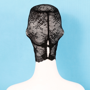 Schwarze Spitzen-Maskerade Vollgesichts-Schleiermaske Gotische Ausgehöhlte Durchsichtige Kapuze Kopfbedeckung Erwachsenen-SM-Sexspielzeug 100% Wasserdicht für Männer und Frauen - Product Image 6