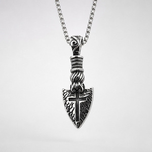 Yunnique – collier avec pendentif croix en acier inoxydable, unisexe, design géométrique punk, pendentif unique sans chaîne - Product Image 1