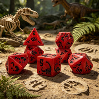 Dés de jeu polyédriques personnalisés avec logo d'usine, thème dinosaure en acrylique, multicolores, pour D&D RPG, jeu de dés de société