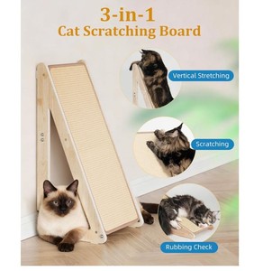 Griffoir pour chat moderne personnalisé pour chats d'intérieur de grande taille 26,4'' Rampe et coussin à gratter en <span class=keywords><strong>sisal</strong></span> Meubles pour chat en bois - Product Image 2