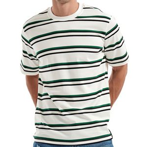 T-shirt rayé oversize à col rond pour hommes, confortable et décontracté, transfert par sublimation, coupe ample et respirant - Product Image 2