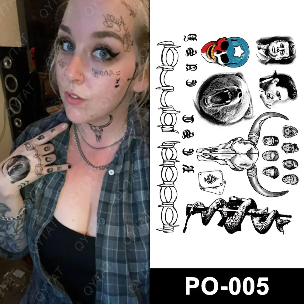 Hottest High Quality Post Malone Inspired Face Temporary Tattoo Stickers For Halloween Costume Parties