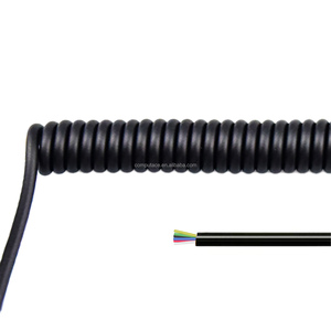 Black Solid Cu 6 Cores 3A 6x0.12mm Spiral Power Cable Max Stretch 600mm Retractable Spring for Industrial & Electronic Devices - Product Image 1