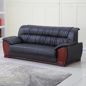 Modern <b>Design</b> Executive <b>Office</b> Reception Waiting Area Commercial Furniture Sectional <b>Wood</b> Base Leather <b>Sofa</b> and Couches Set - Product Image 4