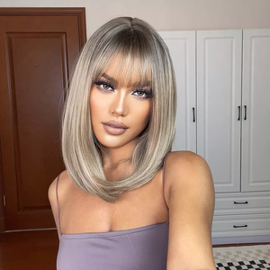 วิกผมบ๊อ<span class=keywords><strong>บ</strong></span>สีน้ำตาลผสมดำ ยาว 16 นิ้ว แบ<span class=keywords><strong>บ</strong></span>ติดไหล่ สำหรับผู้หญิง ทำจากเส้นใยสังเคราะห์ทนความร้อนสูง - Product Image 3