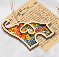 Amitié éléphant Pâques gravé ornement en bois avec carte cadeau de Pâques éléphant cadeaux d'amitié uniques pour les femmes