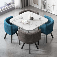 Ensemble de table à manger avec 4 chaises rembourrées, style minimaliste, ensemble de table à manger à panneaux, mobilier de salle à manger moderne