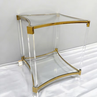 Table basse moderne de luxe en acrylique double couche avec accent en métal doré - Meuble de salon transparent