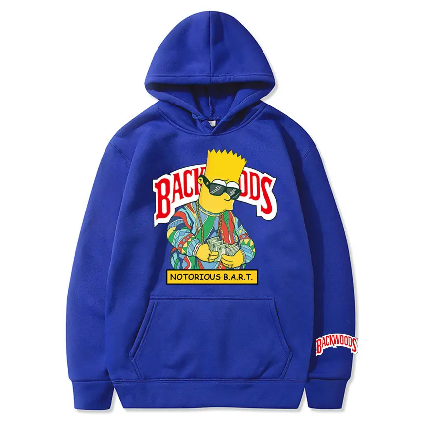 Wholesale Custom Logo Bart Simpsons Cartoon Cookie Backwoods Streetwear Sweatshirt Unisex Men Pullover Oversized Hoodies