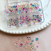 6 Grilles de Perles Sirène Aurore à Effet Bulle pour Ongles, Tailles Mixtes 2-5mm, Perles Plates Demi-Rondes Couleurs Bonbon, Décorations d'Ongles