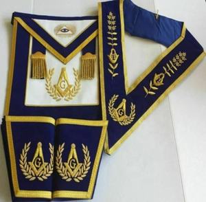 Ensemble de tablier maçonnique arc royal brodé 3D chaîne collier gantelets brodé à la main maître maçon bijoux aimant Badges Logo - Product Image 2