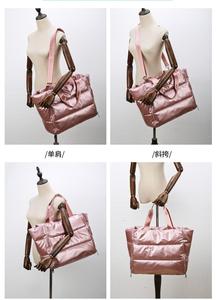 Mode personnalisée, <span class=keywords><strong>grand</strong></span> <span class=keywords><strong>sac</strong></span> à main <span class=keywords><strong>matelassé</strong></span> et bouffant pour femmes, rembourrage souple en duvet pour l'hiver, sacoche en treillis, <span class=keywords><strong>sac</strong></span> fourre-tout pour femmes - Product Image 6
