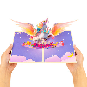 Tarjeta <span class=keywords><strong>de</strong></span> <span class=keywords><strong>Cumpleaños</strong></span> 3D con Animales, Tarjeta Artesanal <span class=keywords><strong>de</strong></span> Papel con Temática Animal para Invitaciones <span class=keywords><strong>de</strong></span> Fiesta Infantil - Product Image 2