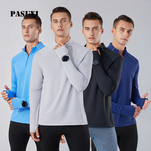 PASUXI T-shirt à manches longues à demi-zip pour homme, couche <span class=keywords><strong>de</strong></span> base respirante à séchage rapide, extensible dans les quatre sens, évacuant l'humidité, vêtements <span class=keywords><strong>de</strong></span> sport - Product Image 1
