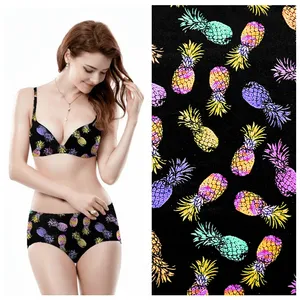 Knit Recycling Fruit Pineapple Print Spandex Textile Fabric For Swimwear Beachwear Bikini Fabrics