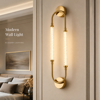 Lampes murales scandinaves modernes en forme de U, double tube, or, LED 3000K, acrylique texturé laiteux, chambre à coucher, chevet, salon
