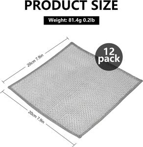 Double Layer Non Scratch Reusable Eco-Friendly <b>Silver</b> <b>Wire</b> Dishcloth Steel Scrubber Kitchen Dishwashing Cloth - Product Image 3