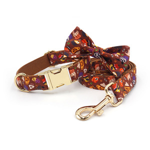 Conjunto de Correa y <span class=keywords><strong>Collar</strong></span> para Mascotas con Estampado de Calabaza Colorida de Poliéster para Halloween, Diseño Personalizado, <span class=keywords><strong>Collar</strong></span> Ajustable para <span class=keywords><strong>Perro</strong></span>, OEM - Product Image 2