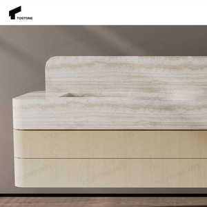 Vanità in Travertino Organico Tostone: L'Eleganza Naturale Incontra il Design Moderno per Bagni di Case, Hotel, Ville e Appartamenti - Product Image 2